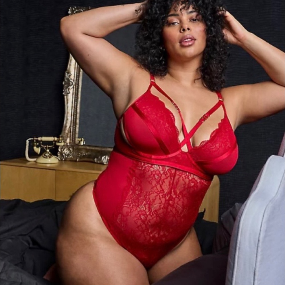 Torrid NWT Red Straps And Lace Bodysuit Lingerie